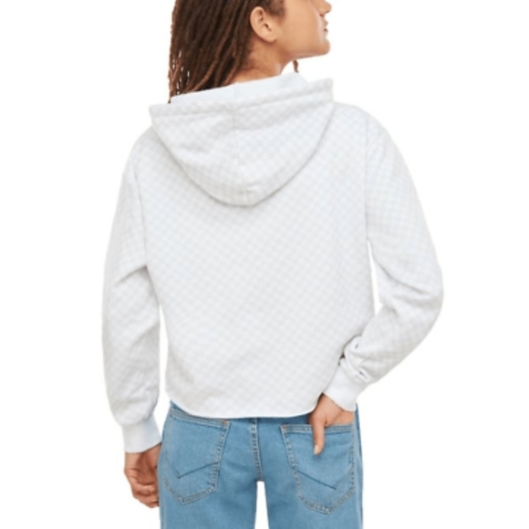 Vans Leila Hoodie Rose Crop Drawstring Checkered Size Medium - Picture 2 of 7